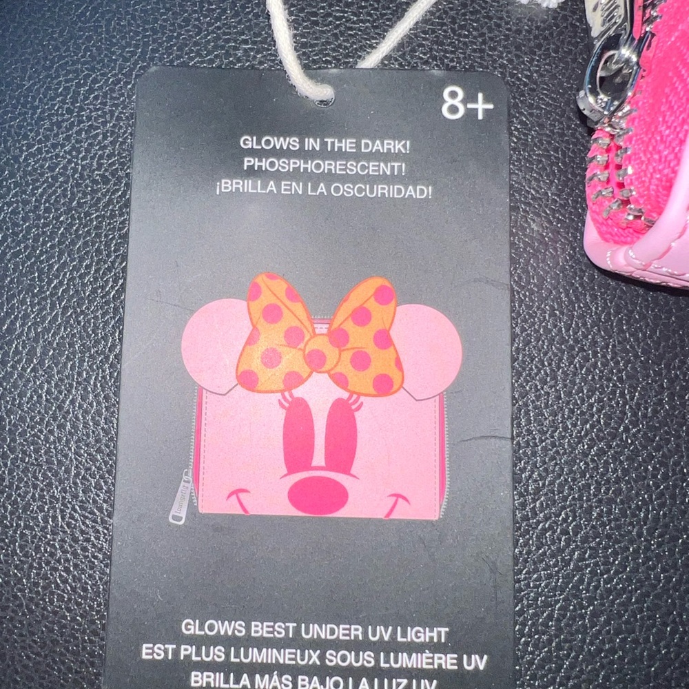 Loungefly Disney Ghost Minnie Mouse Pastel Pink Glow in the Dark Wallet…New!! - Picture 3 of 7